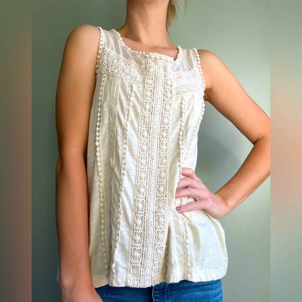 Francesca’s Boho Cream Tank with Crochet Detail